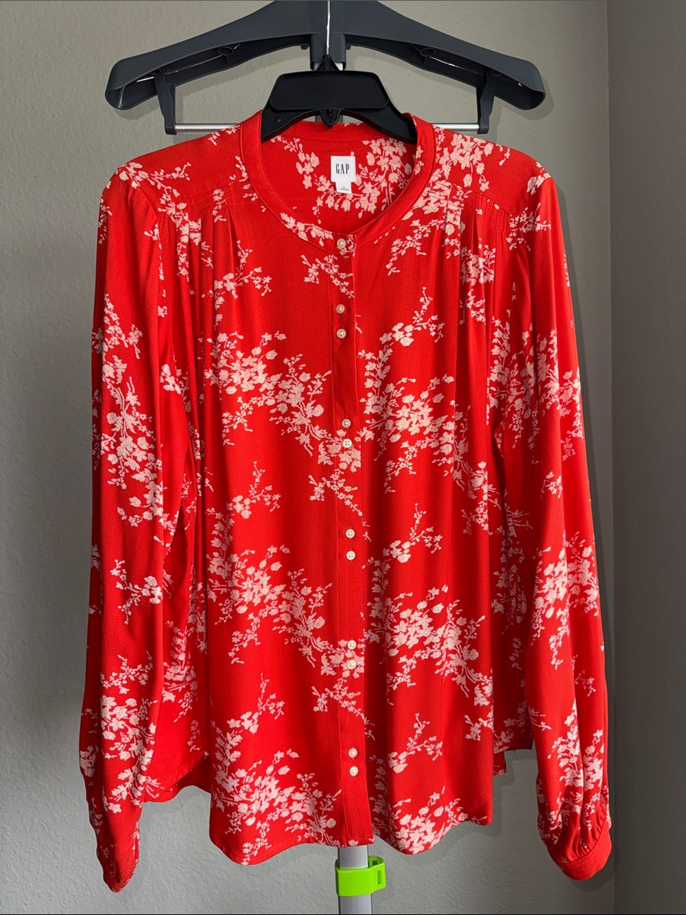 GAP Red Floral Button-Front Blouse